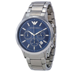 Emporio Armani Sportivo Chronograph Blue Dial Silver Stainless Steel Watch For Men - AR5860 Watches Emporio Armani   