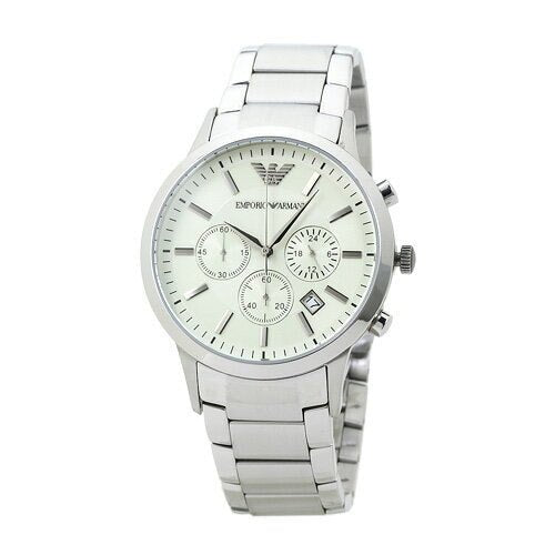 Emporio Armani Renato Chronograph Cream Dial Stainless Steel Dial Watch For Men - AR2458 Watches Emporio Armani   