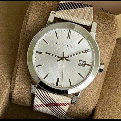 Burberry The City Nova Silver Dial White Leather Strap Watch for Women - BU9022 Watches Burberry   