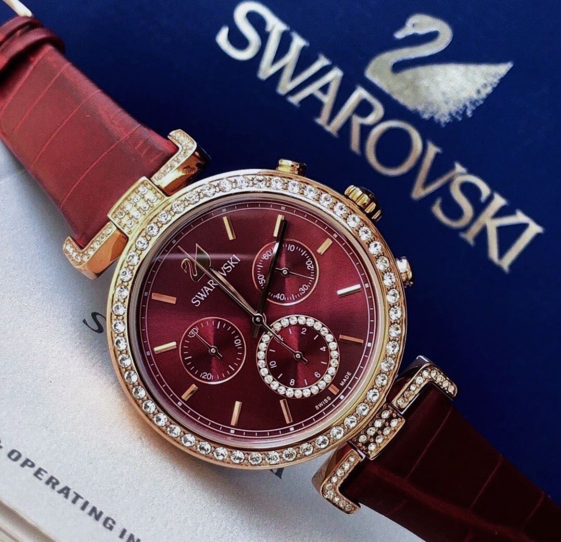 Swarovski Era Journey Red Dial Red Leather Strap Watch for Women - 5416701 Watches Swarovski   