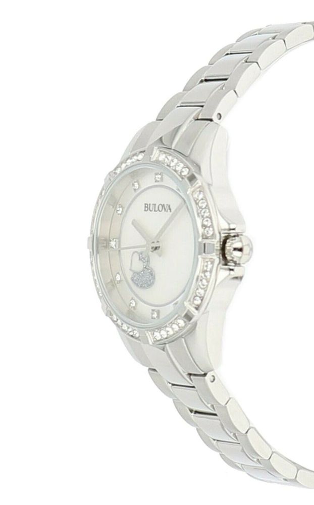 Bulova Crystal Silver Dial Silver Steel Strap Watch for Women - 96L226 Watches Bulova   