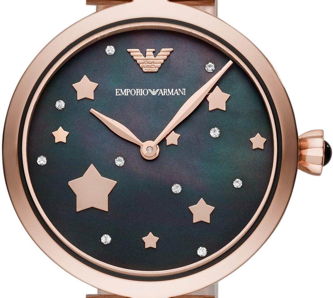 Emporio Armani Arianna Black Dial Rose Gold Stainless Steel Watch For Women - AR11197 Watches Emporio Armani   