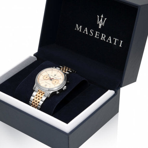 Maserati Legend Chronograph 42mm Ivory Dial Stainless Steel Watch For Men - R8873638002 Watches Maserati   