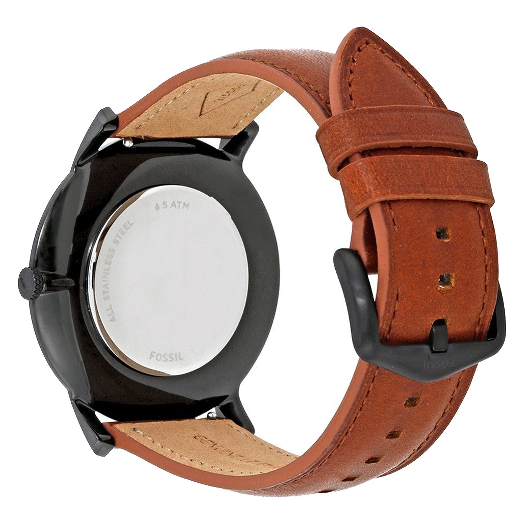 Fossil The Minimalist Black Dial Brown Leather Strap Watch for Men - FS5305 Watches Fossil   