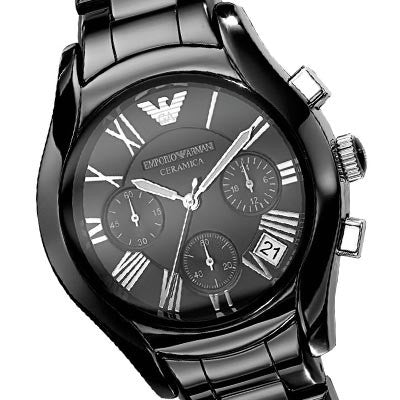 Emporio Armani Black Ceramic Dial Ceramic Strap Watch For Women - AR1401 Watches Emporio Armani   