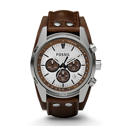 Fossil Coachman Chronograph Silver Dial Brown Leather Strap Watch for Men - CH2565 Watches Fossil   