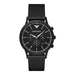 Emporio Armani Renato Chronograph Black Dial Black Mesh Bracelet Watch For Men - AR2498 Watches Emporio Armani   