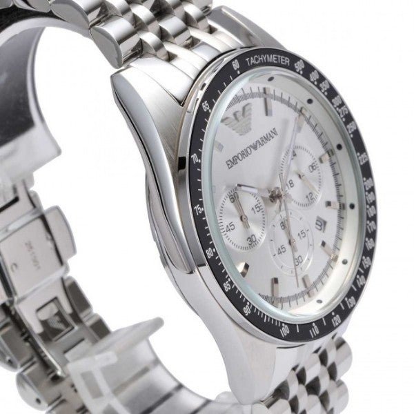 Emporio Armani Sportivo Chronograph Silver Dial Silver Stainless Steel Watch For Men - AR6073 Watches Emporio Armani   