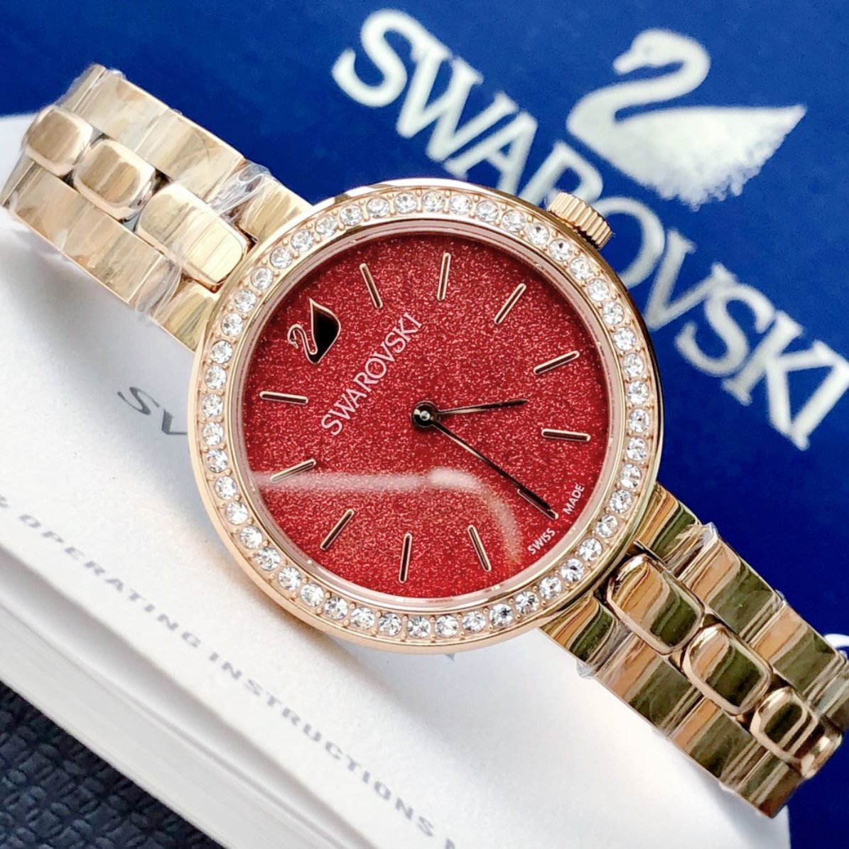 Swarovski Daytime Quartz Coral Dial Rose Gold Steel Strap Watch for Women - 5182250 Watches Swarovski   