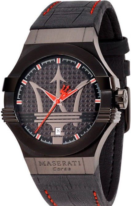 Maserati Potenza 3H STR Black Dial 42mm Leather Strap Watch For Men - R8851108010 Watches Maserati   