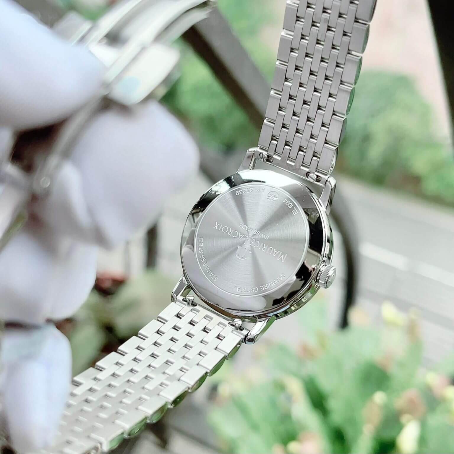 Maurice Lacroix Eliros Date White Dial Silver Steel Strap Watch for Women - EL1094-SS002-150-1 Watches Maurice Lacroix   