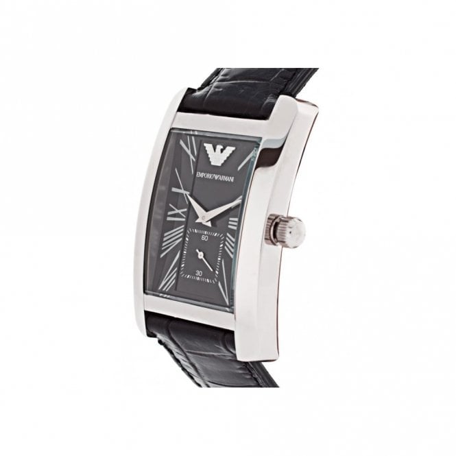 Emporio Armani Black Dial Black Leather Strap Watch For Men - AR0143 Watches Emporio Armani   