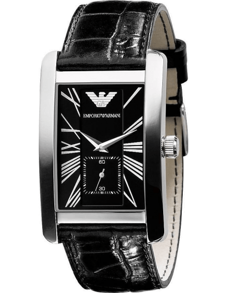 Emporio Armani Black Dial Black Leather Strap Watch For Men - AR0143 Watches Emporio Armani   