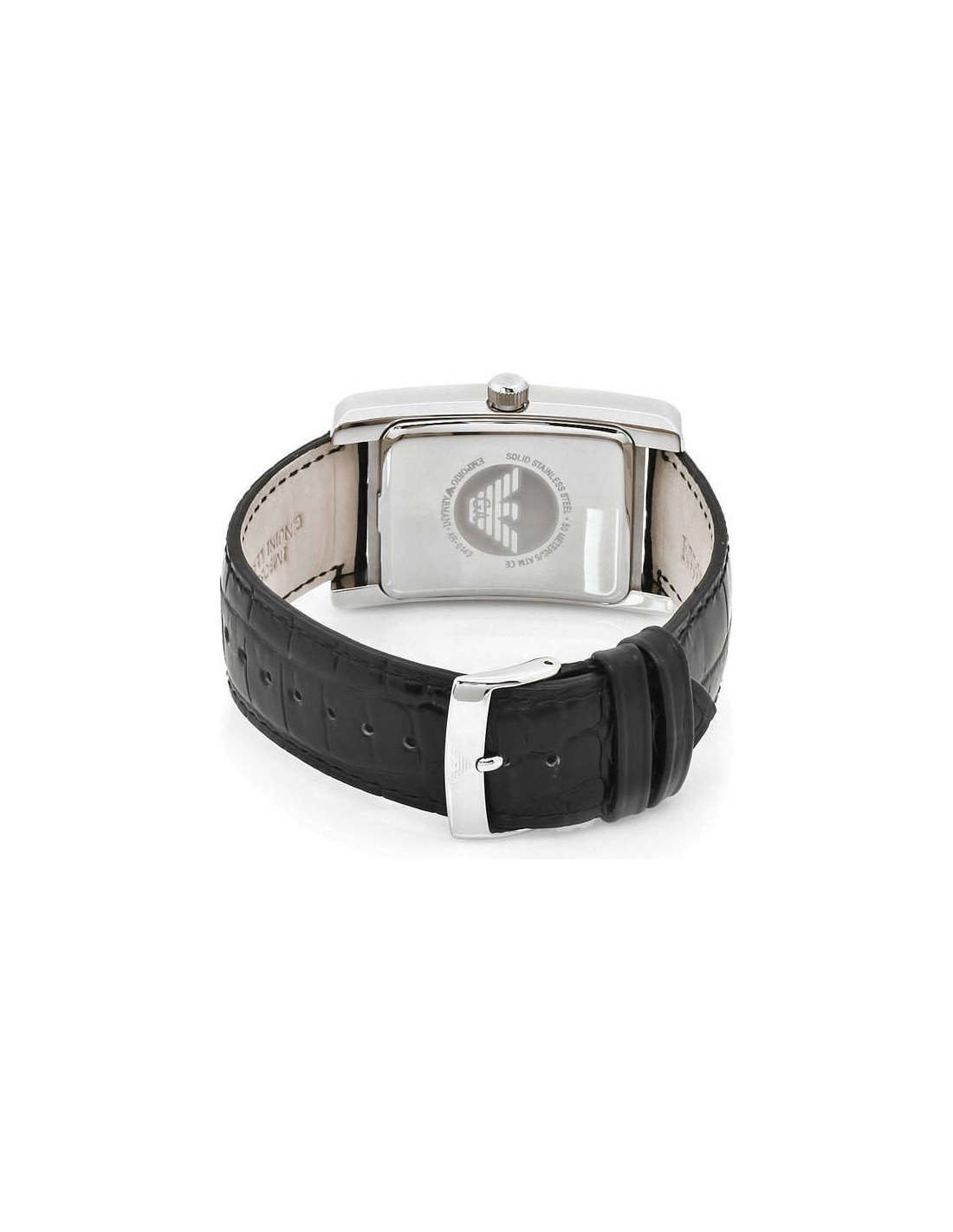 Emporio Armani Black Dial Black Leather Strap Watch For Men - AR0143 Watches Emporio Armani   