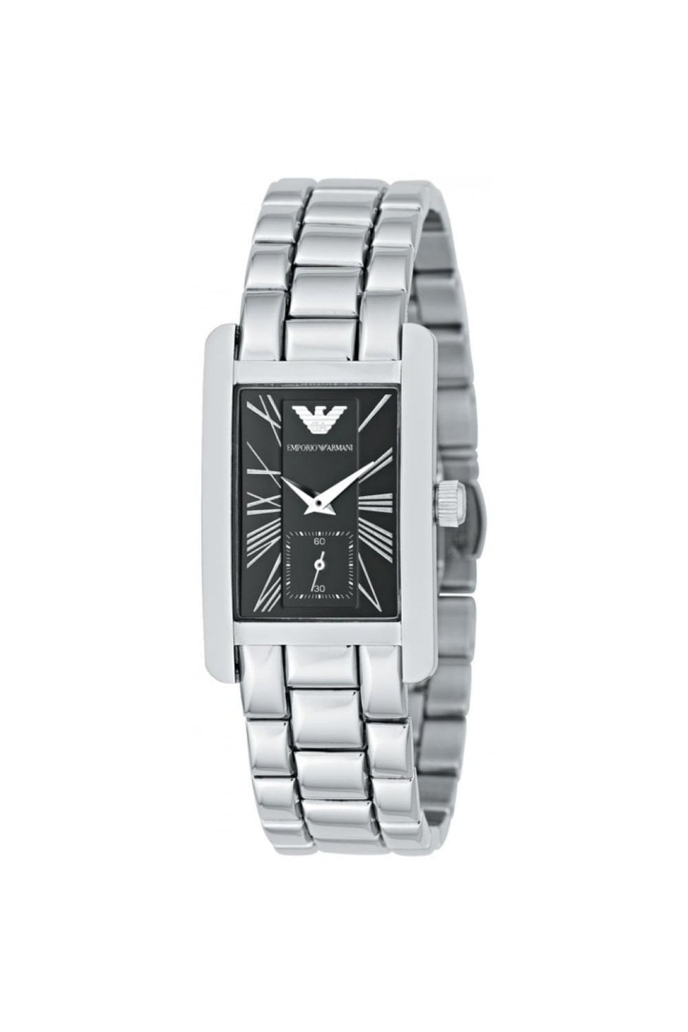 Emporio Armani Classic Black Dial Silver Stainless Steel Watch For Women - AR0157 Watches Emporio Armani   