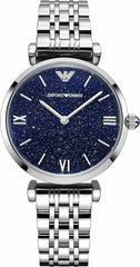 Emporio Armani Gianni T Bar Dark Blue Dial Silver Stainless Steel Watch For Women - AR11091 Watches Emporio Armani   