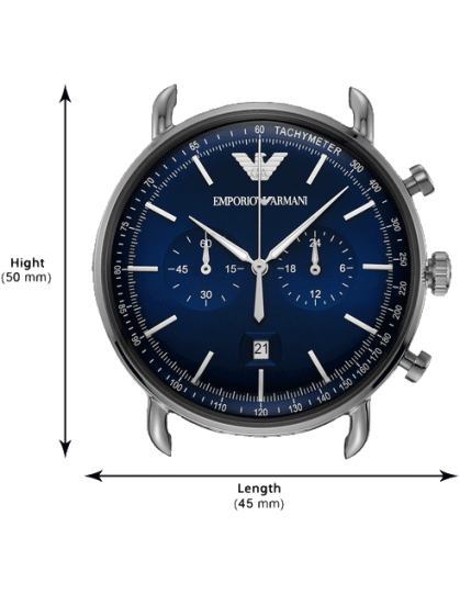 Emporio Armani Aviator Chronograph Blue Dial Silver Stainless Steel Watch For Men - AR11238 Watches Emporio Armani   