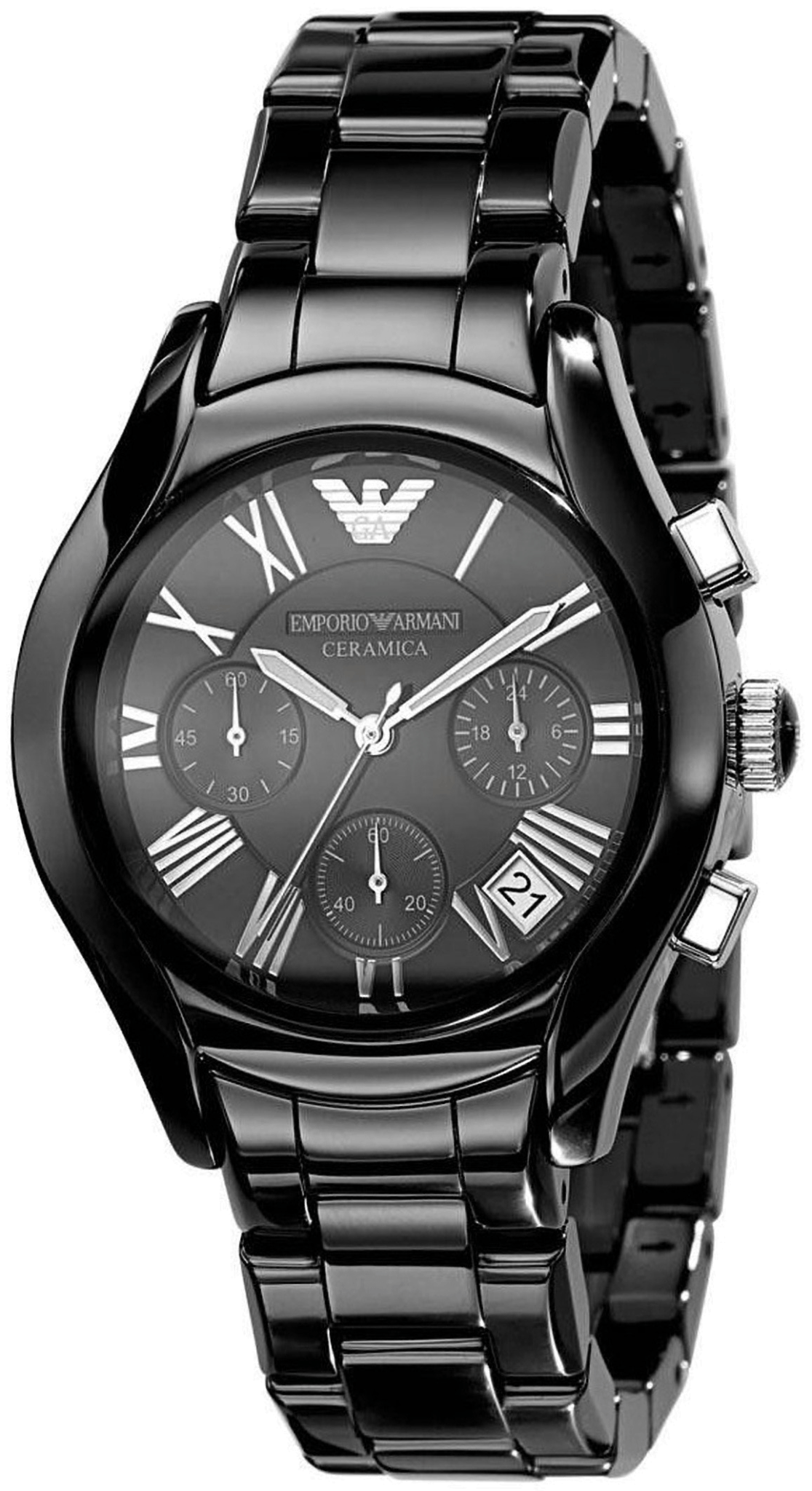 Emporio Armani Black Ceramic Dial Ceramic Strap Watch For Women - AR1401 Watches Emporio Armani   