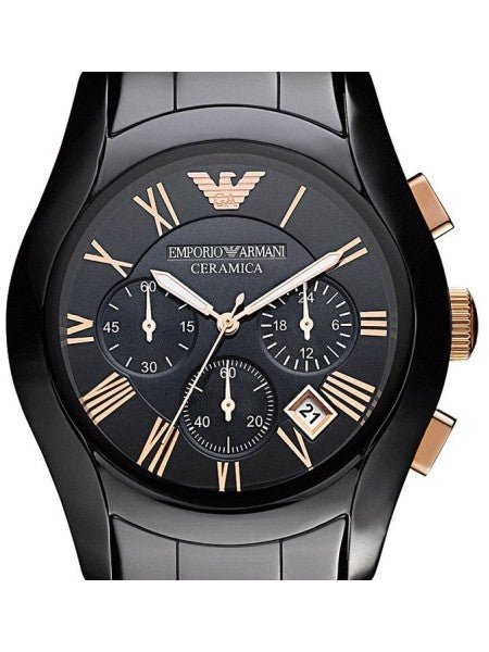 Emporio Armani Valente Ceramica Chronograph Black Dial Watch For Men - AR1410 Watches Emporio Armani   