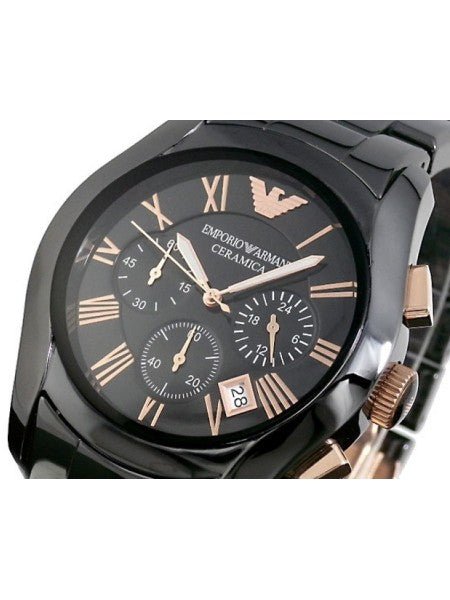 Emporio Armani Valente Ceramica Chronograph Black Dial Watch For Men - AR1410 Watches Emporio Armani   