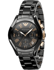 Emporio Armani Chronograph Black Ceramic Stainless Steel Dial Watch For Women - AR1411 Watches Emporio Armani   