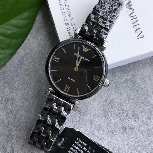 Emporio Armani Ceramica Black Dial Black Ceramic Strap Watch For Women - AR1487 Watches Emporio Armani   