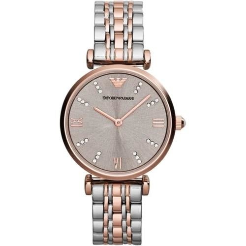 Emporio Armani Gianni T Bar Grey Dial Two Tone Stainless Steel Watch For Women - AR1841 Watches Emporio Armani   