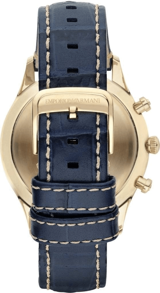 Emporio Armani Chronograph Midnight Blue Dial Blue Leather Strap Watch For Men - AR1862 Watches Emporio Armani   