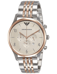 Emporio Armani Beta Chronograph Grey Dial Two-Tone Stainless Steel Strap Watch For Men - AR1864 Watches Emporio Armani   