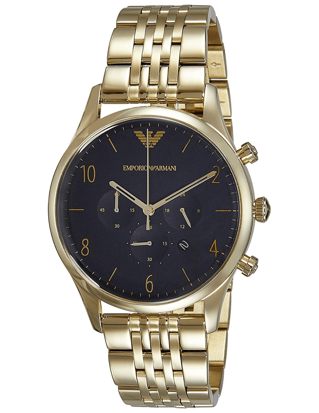 Emporio Armani Classic Chronograph Black Dial Gold Stainless Steel Watch For Men - AR1893 Watches Emporio Armani   