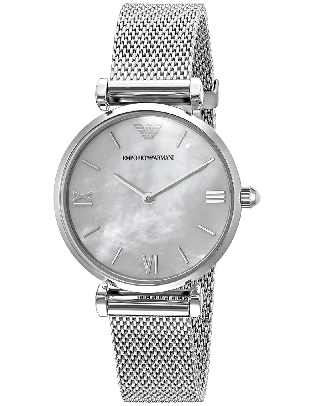 Emporio Armani Gianni T Bar Mother of Pearl Dial Stainless Steel Strap Watch For Women - AR1955 Watches Emporio Armani   