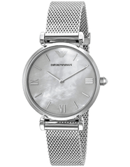 Emporio Armani Gianni T Bar Mother of Pearl Dial Stainless Steel Strap Watch For Women - AR1955 Watches Emporio Armani   