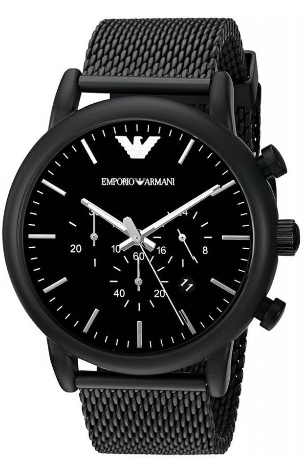 Emporio Armani Sport Chronograph Black Dial Black Mesh Bracelet Watch For Men - AR1968 Watches Emporio Armani   