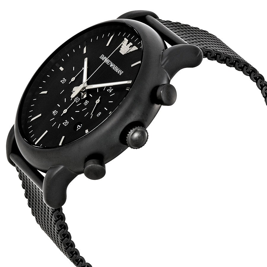 Emporio Armani Sport Chronograph Black Dial Black Mesh Bracelet Watch For Men - AR1968 Watches Emporio Armani   