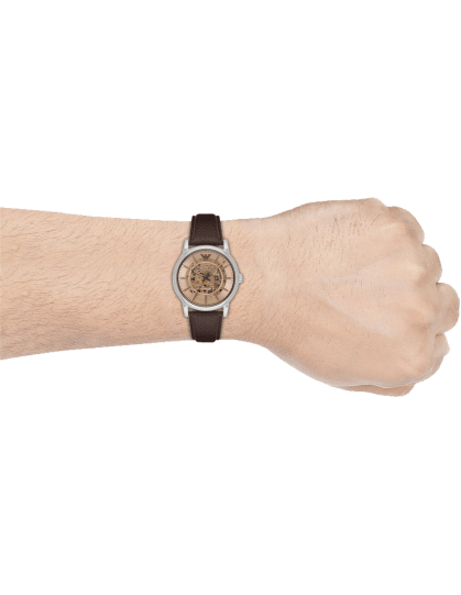 Emporio Armani Luigi Meccanico Brown Dial Brown Leather Strap Watch For Men - AR1982 Watches Emporio Armani   