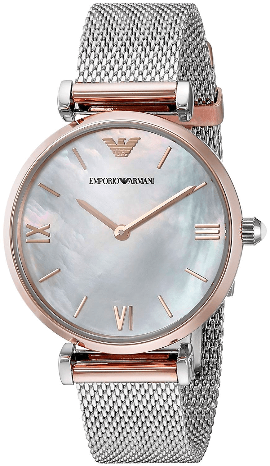 Emporio Armani Retro Mother of Pearl Dial Silver Mesh Bracelet Watch For Women - AR2067 Watches Emporio Armani   