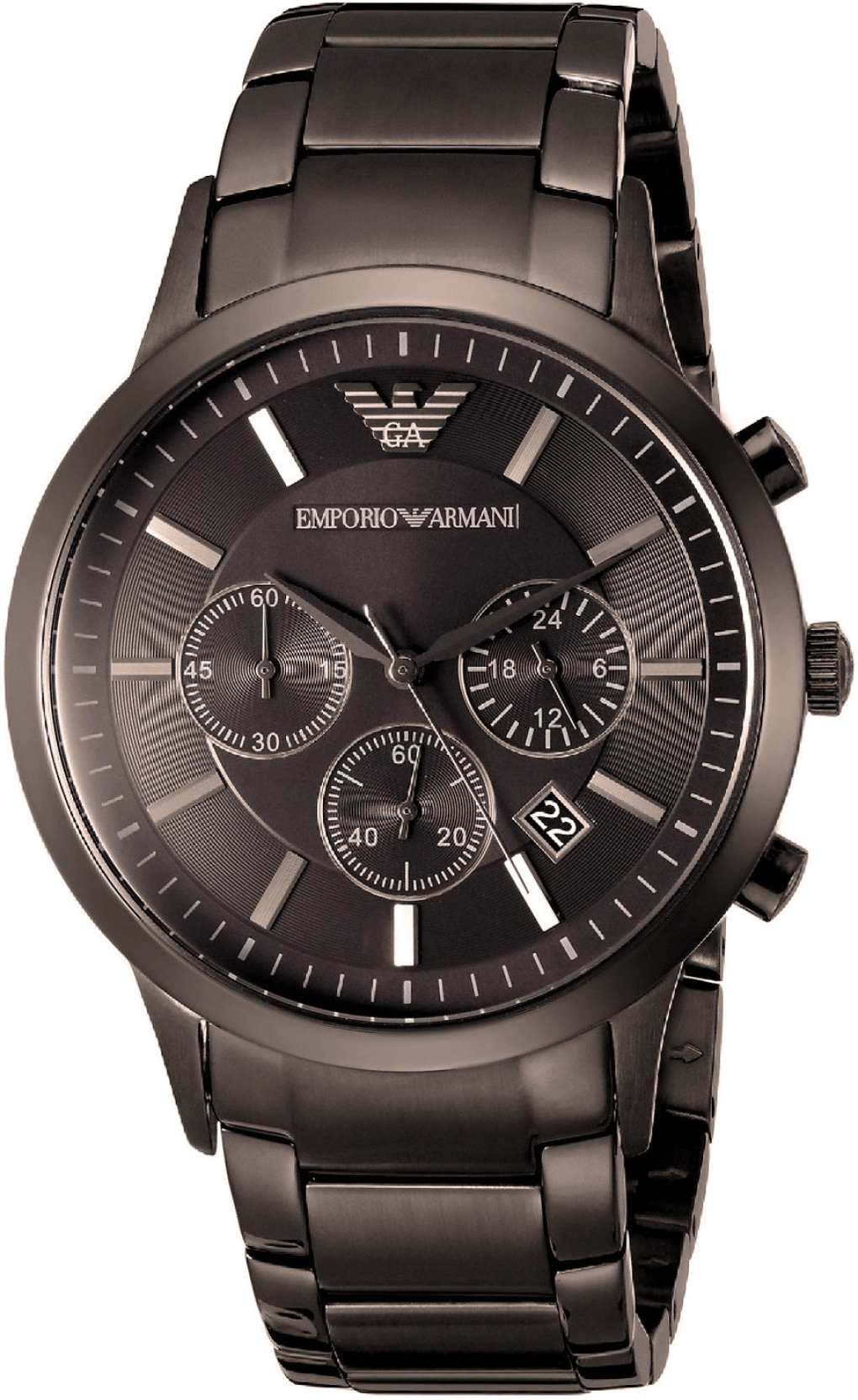 Emporio Armani Classic Chronograph Brown Dial Stainless Steel Gunmetal Strap Watch For Men - AR2454 Watches Emporio Armani   