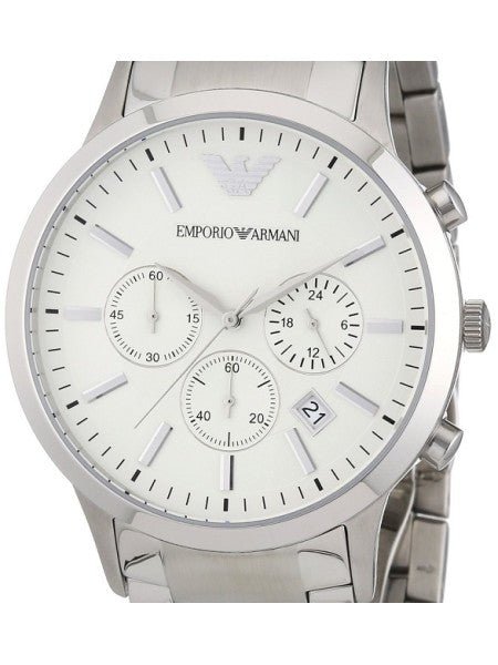 Emporio Armani Renato Chronograph Cream Dial Stainless Steel Dial Watch For Men - AR2458 Watches Emporio Armani   