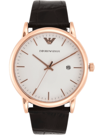 Emporio Armani Luigi White Dial Brown Leather Strap Watch For Men - AR2502 Watches Emporio Armani   