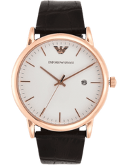 Emporio Armani Luigi White Dial Brown Leather Strap Watch For Men - AR2502 Watches Emporio Armani   