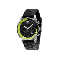 Emporio Armani Chronograph Black Dial Black Rubber Strap Watch For Men - AR5865 Watches Emporio Armani   