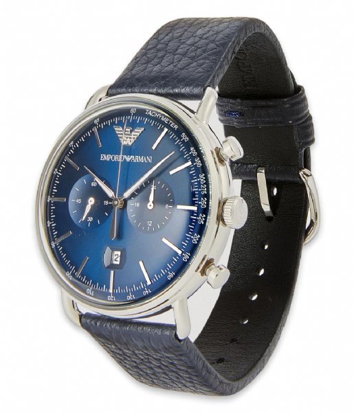 Emporio Armani Aviator Blue Dial Blue Leather Strap Watch For Men - AR11105 Watches Emporio Armani   