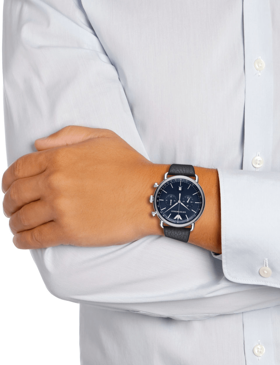 Emporio Armani Aviator Blue Dial Blue Leather Strap Watch For Men - AR11105 Watches Emporio Armani   