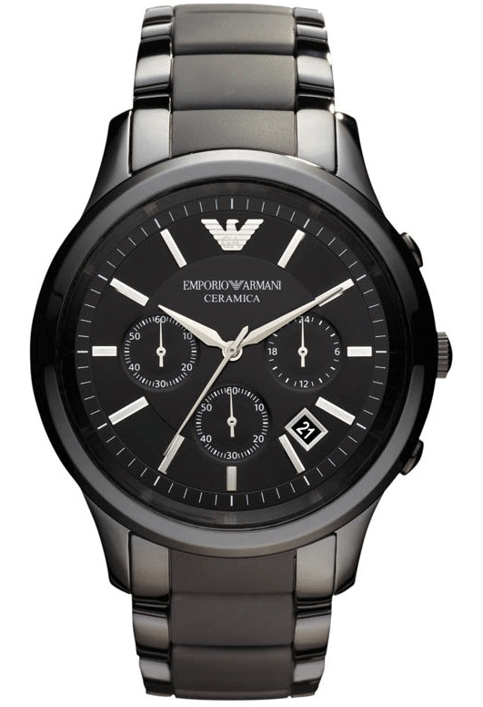 Emporio Armani Ceramica Chronograph  Black Dial Black Strap Watch For Men - AR1452 Watches Emporio Armani   