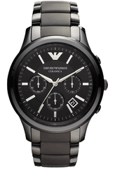 Emporio Armani Ceramica Chronograph  Black Dial Black Strap Watch For Men - AR1452 Watches Emporio Armani   