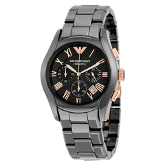 Emporio Armani Valente Ceramica Chronograph Black Dial Watch For Men - AR1410 Watches Emporio Armani   