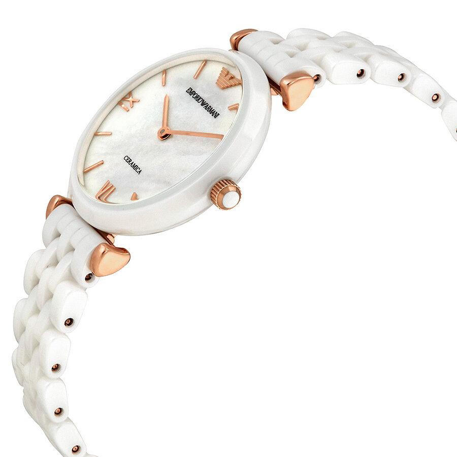 Emporio Armani Ceramica Mother of Pearl Dial White Ceramic Strap Watch For Women - AR1486 Watches Emporio Armani   