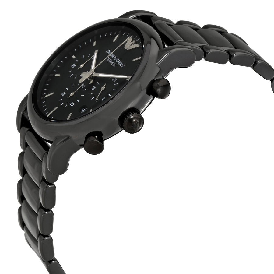 Emporio Armani Ceramica Chronograph  Black Dial Black Strap Watch For Men - AR1452 Watches Emporio Armani   