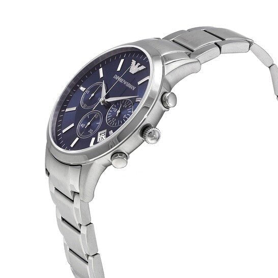 Emporio Armani Renato Chronograph Blue Dial Stainless Steel Strap Watch For Men - AR2448 Watches Emporio Armani   