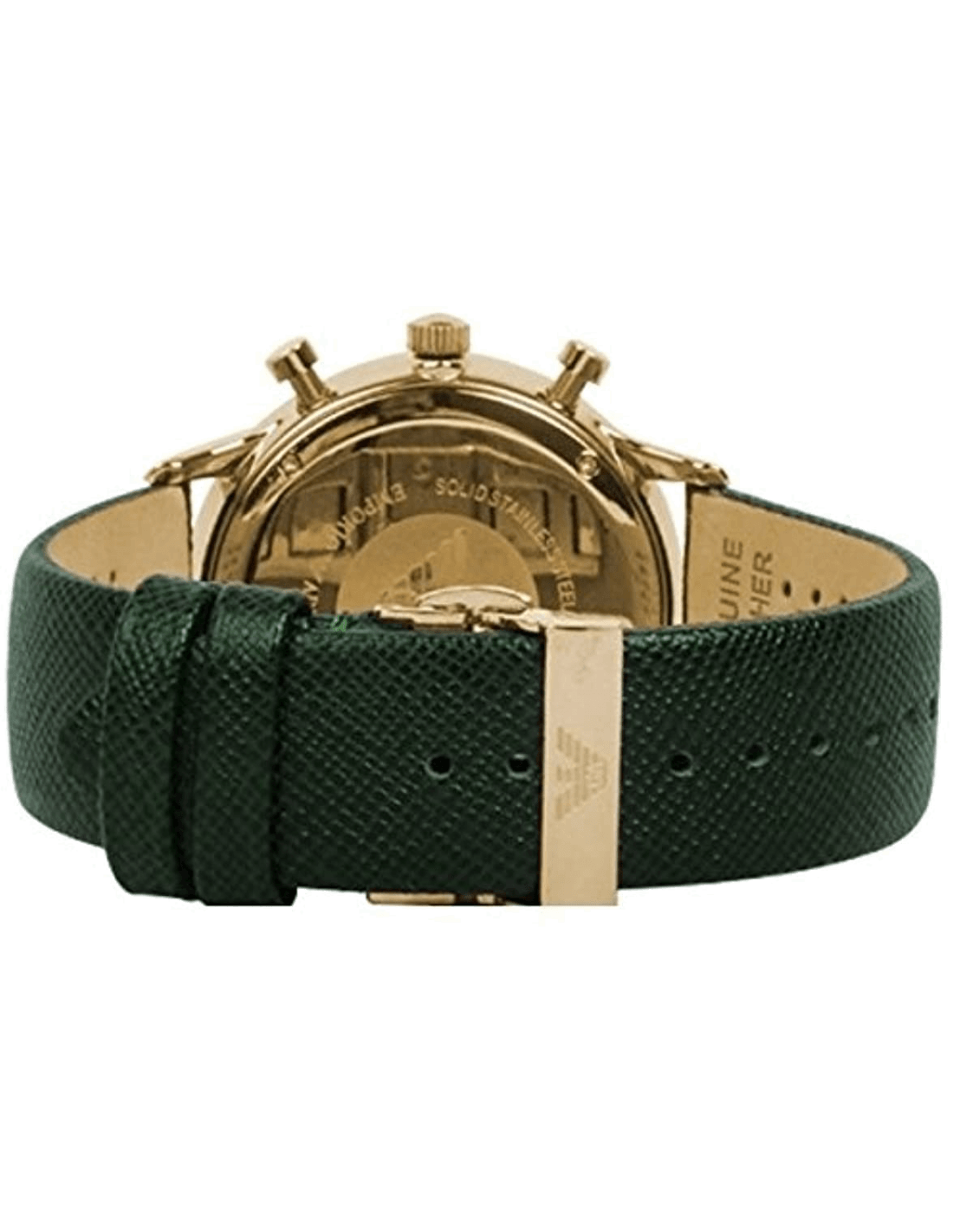 Emporio Armani Chronograph Champagne Dial Green Leather Strap Watch For Men - AR1722 Watches Emporio Armani   